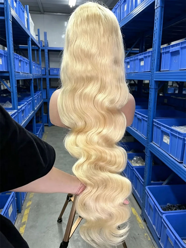 613 Blonde Body Wave Lace Front Wig - 36 40 بوصة، لون أشقر عسلي