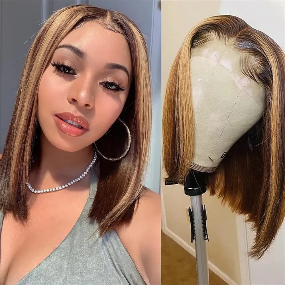 Pre Parted 13X4 Lace Front Bob Wig - باروكة شعر مستعار قصيرة بلون أشقر