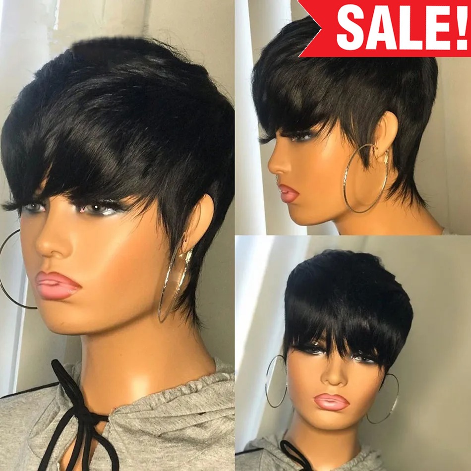 Short Pixie Cut Wig Human Hair Cheap - باروكات شعر طبيعي قصيرة بقصة بيكسي