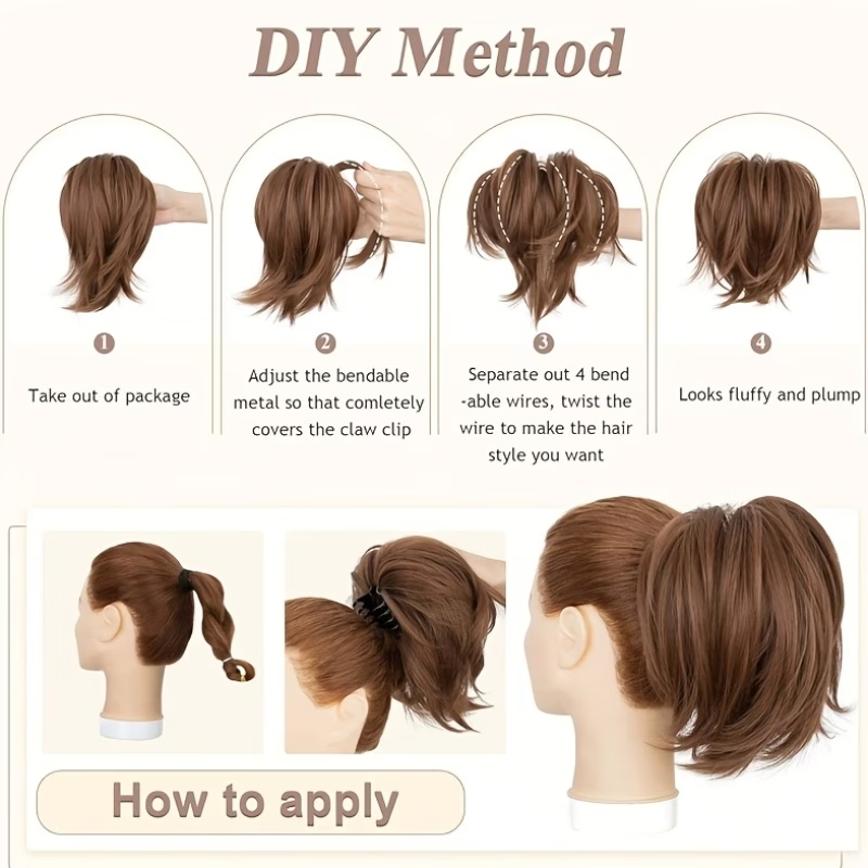 وصلة شعر صناعية على شكل ذيل حص - مراجعة Claw Clip Messy Bun Hair Piece وسعره