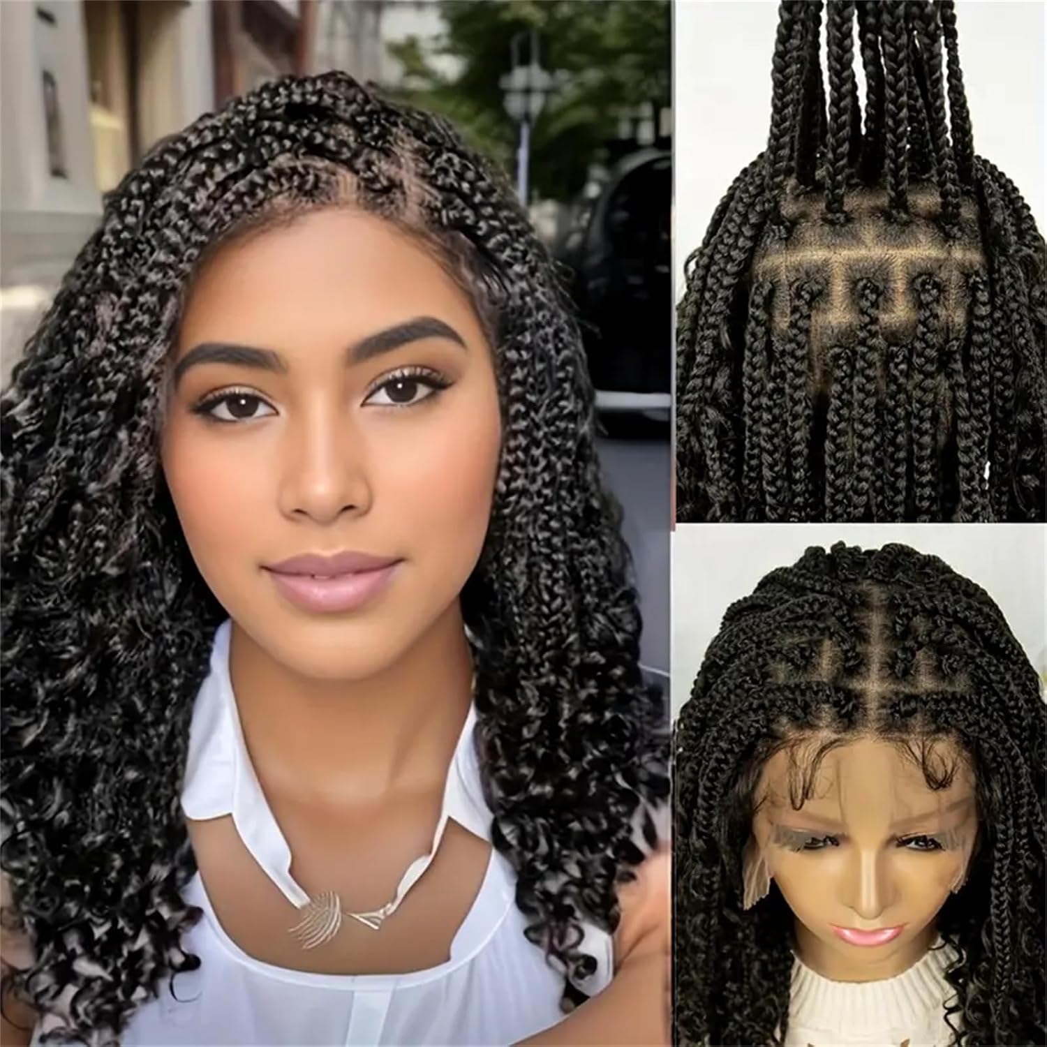 باروكة شعر صناعية مجدولة بدون  - مراجعة Synthetic Braided Wigs For Black Women وسعره