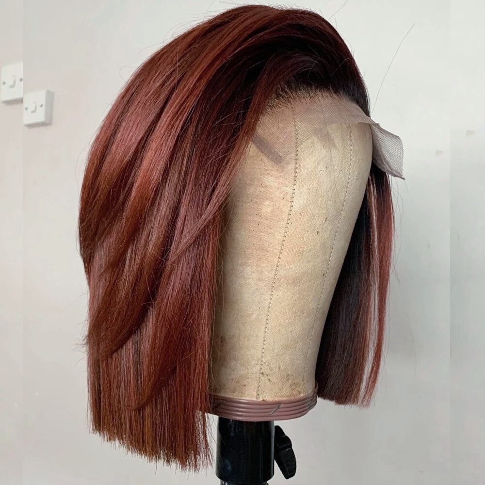 باروكة شعر مستعار بلون بني محم - مراجعة Pre Parted 13X4 Lace Front Bob Wig وسعره