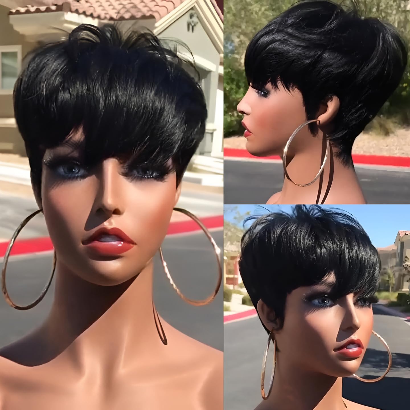 باروكات شعر طبيعي قصيرة بقصة ب - مراجعة Short Pixie Cut Wig Human Hair Cheap وسعره