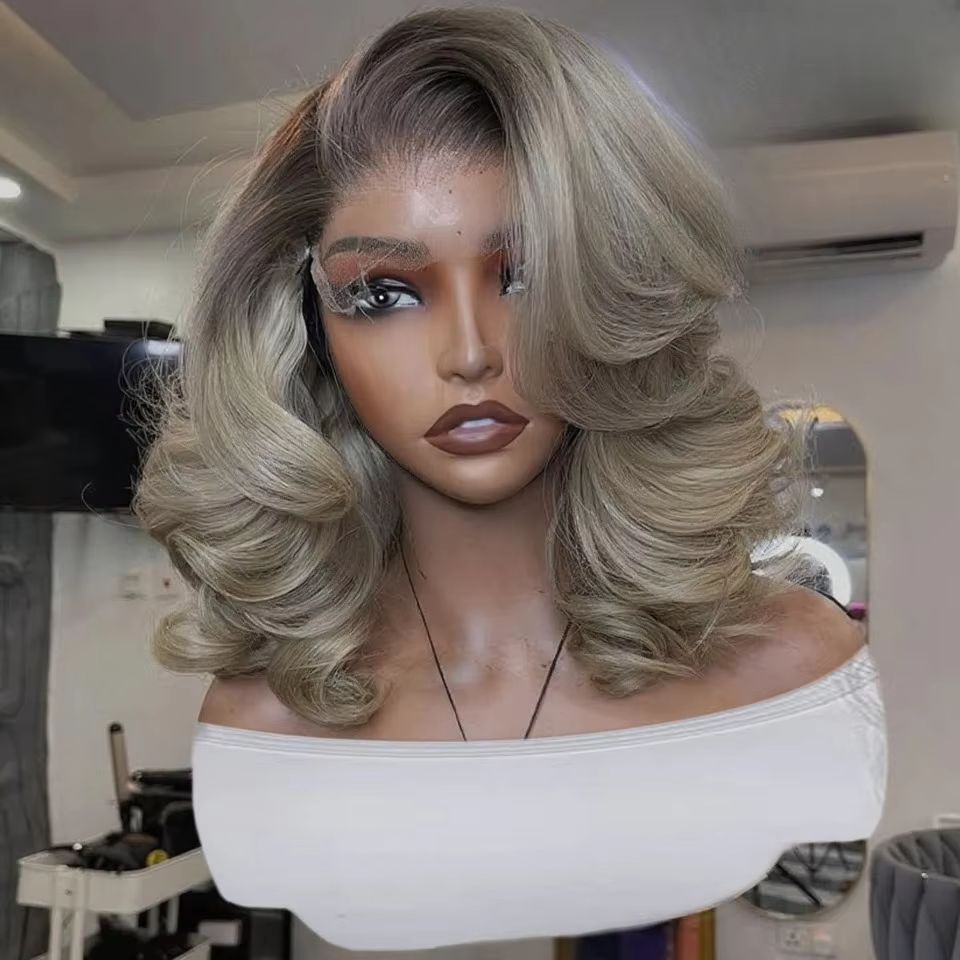 باروكة بوب أومبري بلون أشقر رم - مراجعة Pre Parted 13X4 Lace Front Bob Wig وسعره