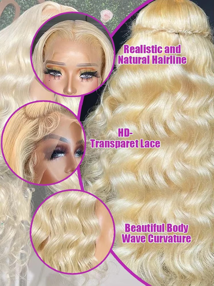 باروكة شعر بشري برازيلي طبيعي  - مراجعة 613 Blonde Body Wave Lace Front Wig وسعره