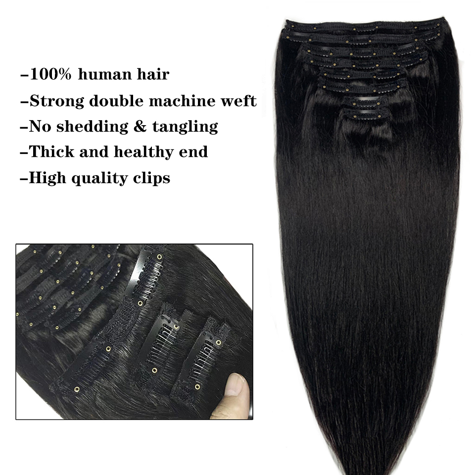 وصلات شعر مستقيمة من شعر طبيعي - مراجعة Seamless Clip In Hair Extensions Human Hair وسعره